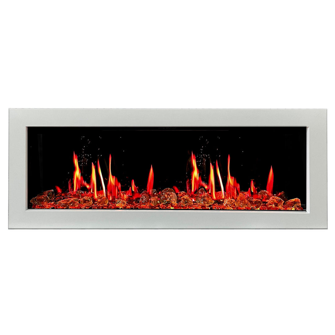 Litedeer Homes Gloria II 48-inch Seamless Push-in White Frame Electric Fireplace with Reflective Fire Glass ZEF48XAW