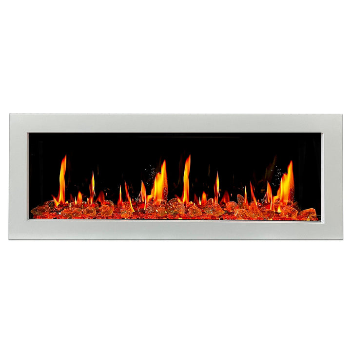Litedeer Homes Gloria II 48-inch Seamless Push-in White Frame Electric Fireplace with Reflective Fire Glass ZEF48XAW