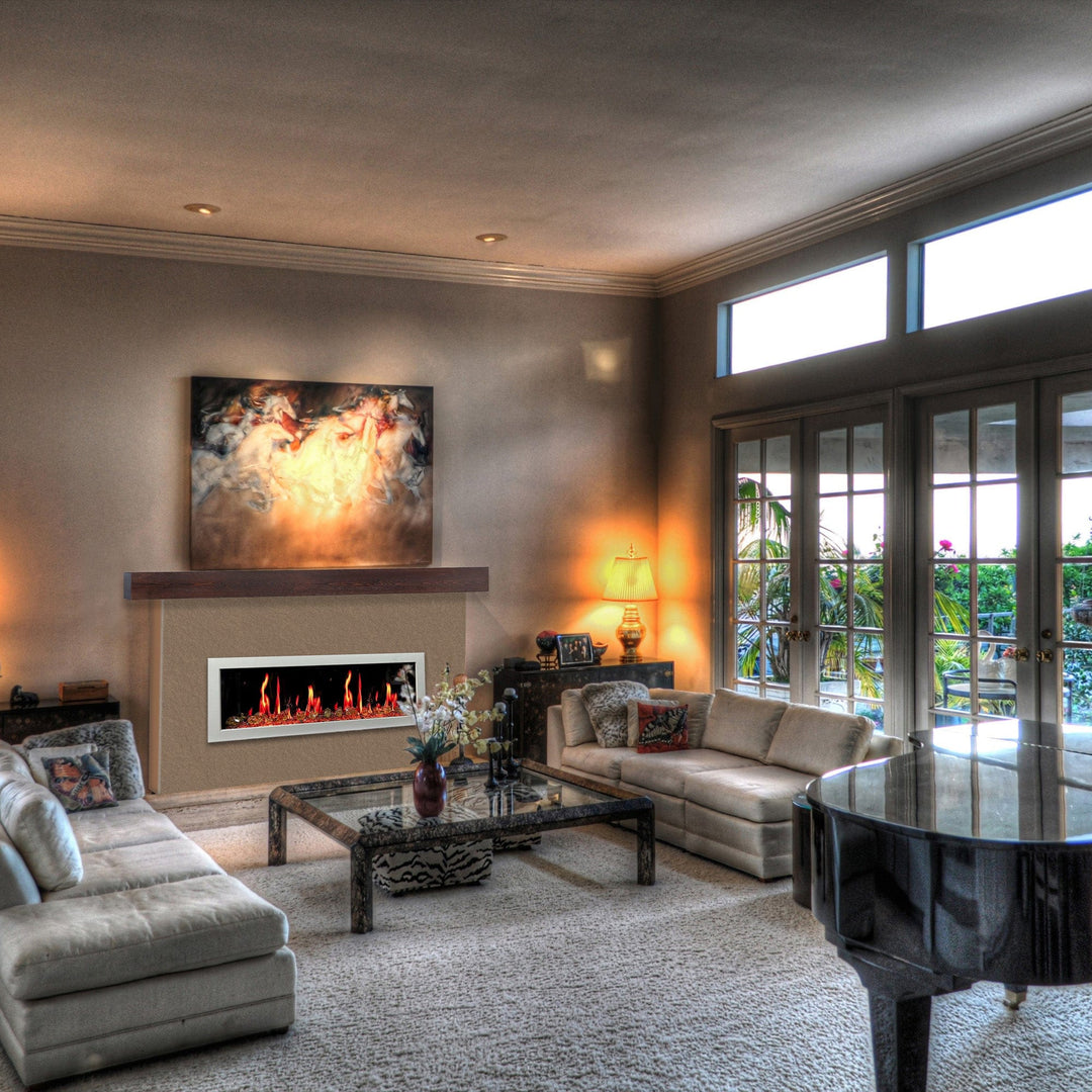 Litedeer Homes Gloria II 48-inch Seamless Push-in White Frame Electric Fireplace with Reflective Fire Glass ZEF48XAW