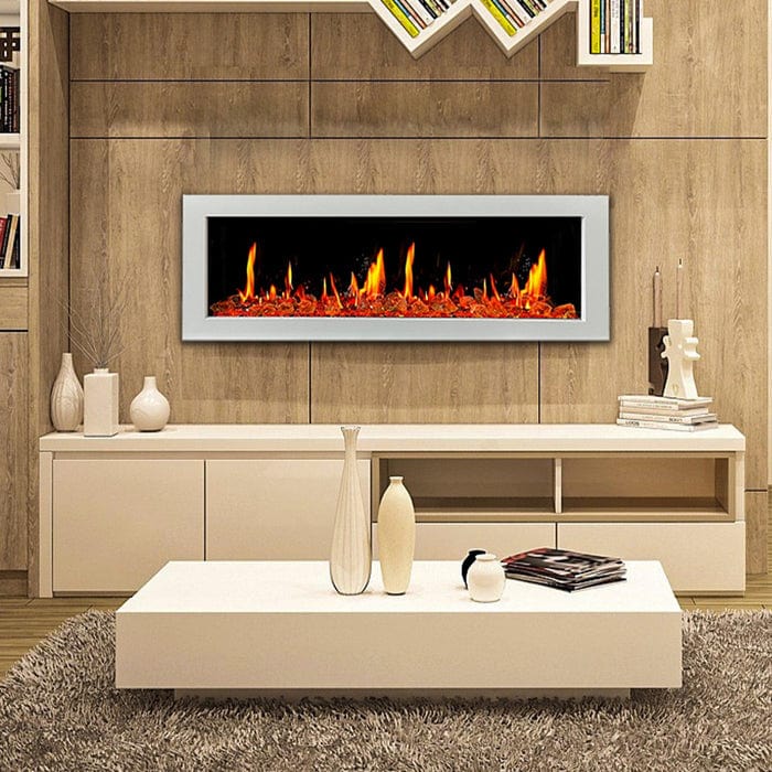 Litedeer Homes Gloria II 58-inch Seamless Push-in White Frame Electric Fireplace with Acrylic Crushed Ice Rocks ZEF58VCW