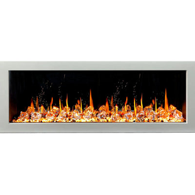 Litedeer Homes Gloria II 58-inch Seamless Push-in White Frame Electric Fireplace with Acrylic Crushed Ice Rocks ZEF58VCW
