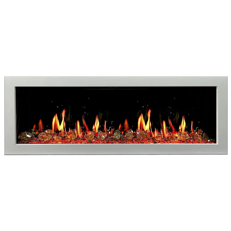 Litedeer Homes Gloria II 58-inch Seamless Push-in White Frame Electric Fireplace with Reflective Fire Glass ZEF58VAW