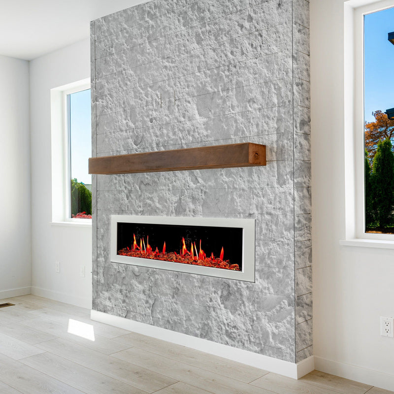 Litedeer Homes Gloria II 58-inch Seamless Push-in White Frame Electric Fireplace with Reflective Fire Glass ZEF58VAW