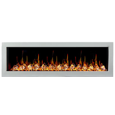 Litedeer Homes Gloria II 68-inch Seamless Push-in White Frame Electric Fireplace with Acrylic Crushed Ice Rocks ZEF68XCW