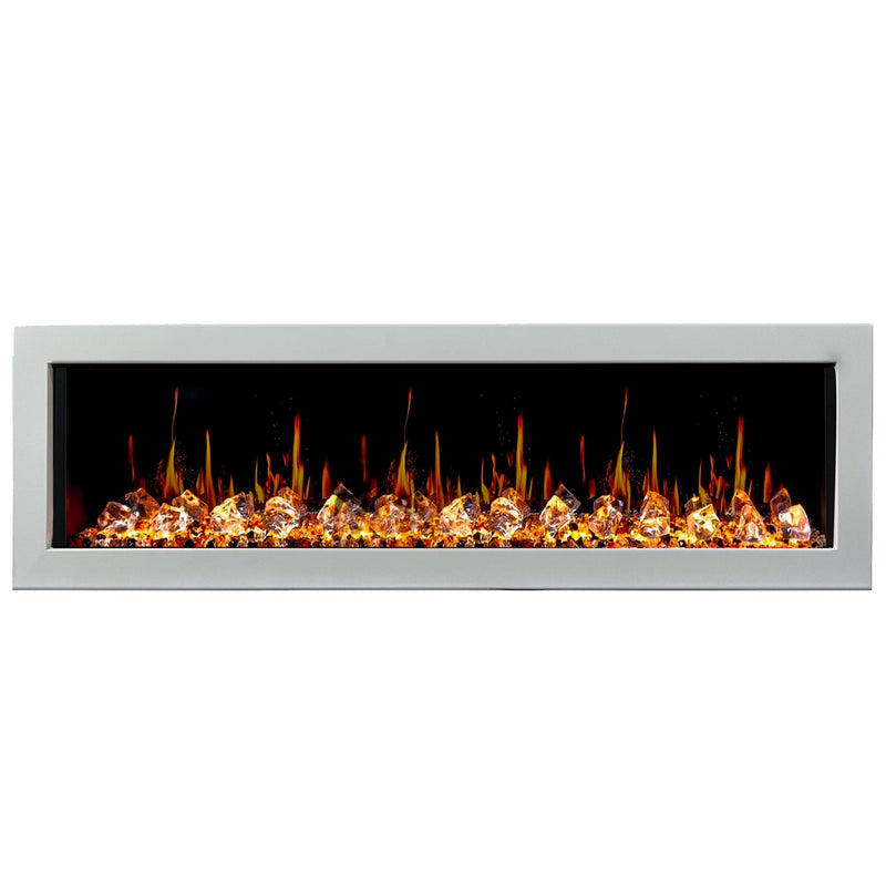 Litedeer Homes Gloria II 68-inch Seamless Push-in White Frame Electric Fireplace with Acrylic Crushed Ice Rocks ZEF68XCW
