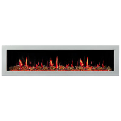 Litedeer Homes Gloria II 68-inch Seamless Push-in White Frame Electric Fireplace with Reflective Fire Glass ZEF68XAW