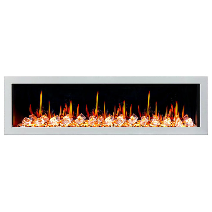 Litedeer Homes Gloria II 78-inch Seamless Push-in White Frame Electric Fireplace with Acrylic Crushed Ice Rocks ZEF78VCW