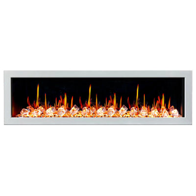 Litedeer Homes Gloria II 78-inch Seamless Push-in White Frame Electric Fireplace with Acrylic Crushed Ice Rocks ZEF78VCW