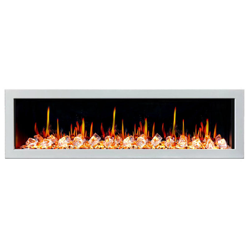 Litedeer Homes Gloria II 78-inch Seamless Push-in White Frame Electric Fireplace with Acrylic Crushed Ice Rocks ZEF78VCW