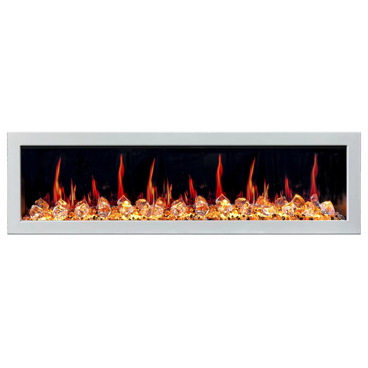 Litedeer Homes Gloria II 78-inch Seamless Push-in White Frame Electric Fireplace with Acrylic Crushed Ice Rocks ZEF78VCW