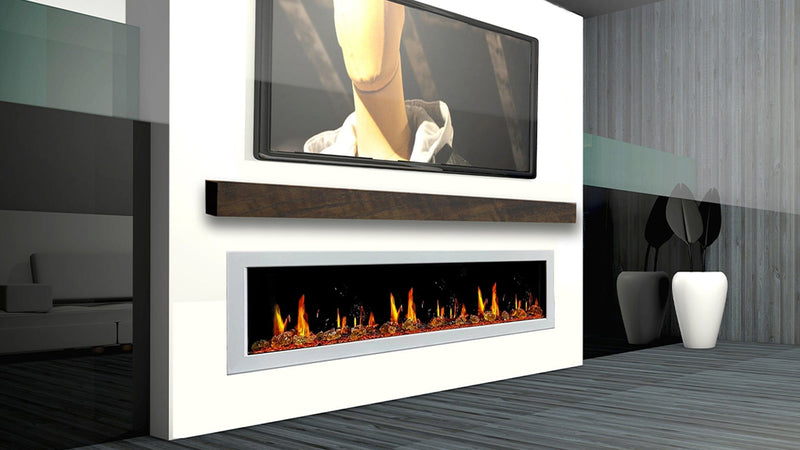 Litedeer Homes Gloria II 78-inch Seamless Push-in White Frame Electric Fireplace with Reflective Fire Glass ZEF78VAW