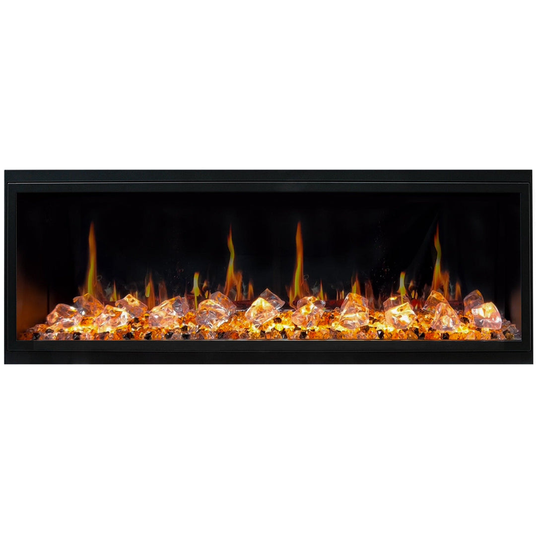Litedeer Homes Latitude 55-inch Ultra Slim Built-in Electric Fireplace with Acrylic Crushed Ice Rocks ZEF55VC