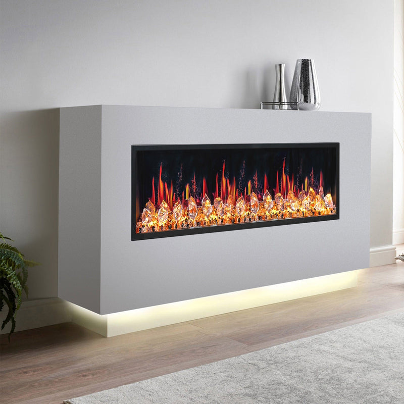 Litedeer Homes Latitude 55-inch Ultra Slim Built-in Electric Fireplace with Acrylic Crushed Ice Rocks ZEF55VC