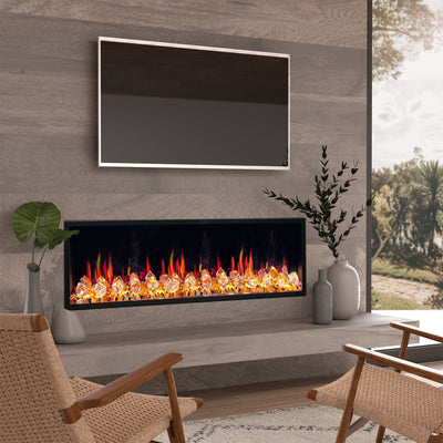 Litedeer Homes Latitude 65-inch Ultra Slim Built-in Electric Fireplace with Acrylic Crushed Ice Rocks ZEF65XC