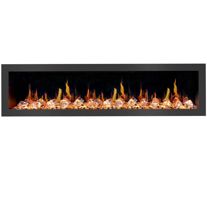 Litedeer Homes Latitude 75-inch Ultra Slim Built-in Electric Fireplace for Acrylic Crushed Ice Rocks ZEF75VC