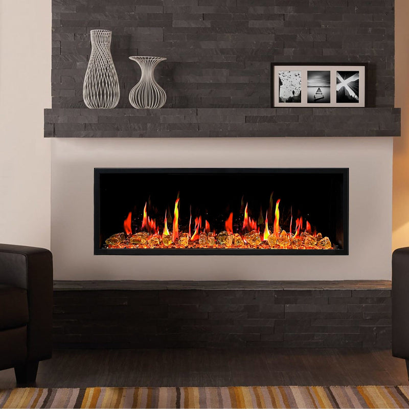 Litedeer Homes Latitude II 48-inch Seamless Push-in Electric Fireplace with Reflective Fire Glass ZEF48XA