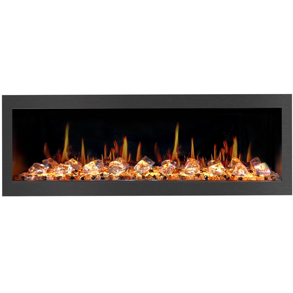Litedeer Homes Latitude II 58-inch Seamless Push-in Electric Fireplace with Acrylic Crushed Ice Rocks ZEF58VC