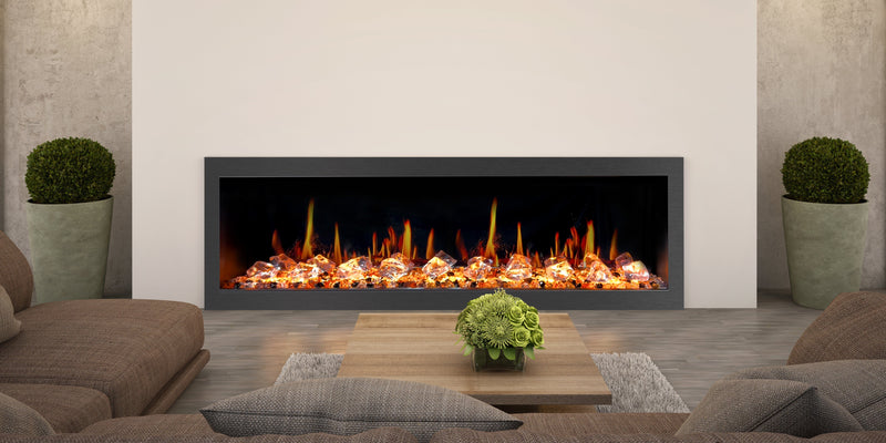 Litedeer Homes Latitude II 58-inch Seamless Push-in Electric Fireplace with Acrylic Crushed Ice Rocks ZEF58VC