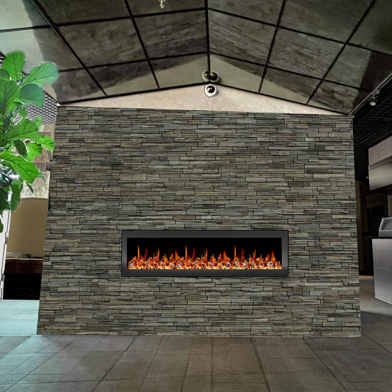 Litedeer Homes Latitude II 68-inch Seamless Push-in Electric Fireplace with Acrylic Crushed Ice Rocks ZEF68XC
