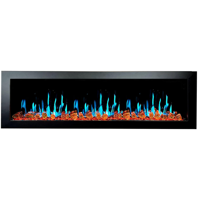 Litedeer Homes Latitude II 68-inch Seamless Push-in Electric Fireplace with Reflective Fire Glass ZEF68XA