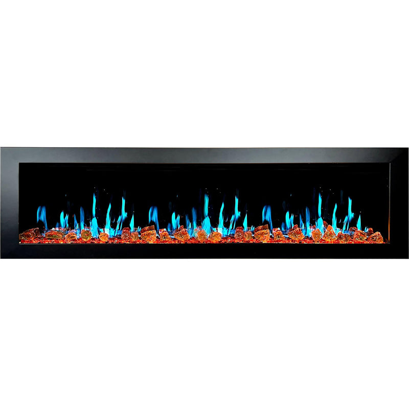 Litedeer Homes Latitude II 78-inch Seamless Push-in Electric Fireplace with Reflective Fire Glass ZEF78VA