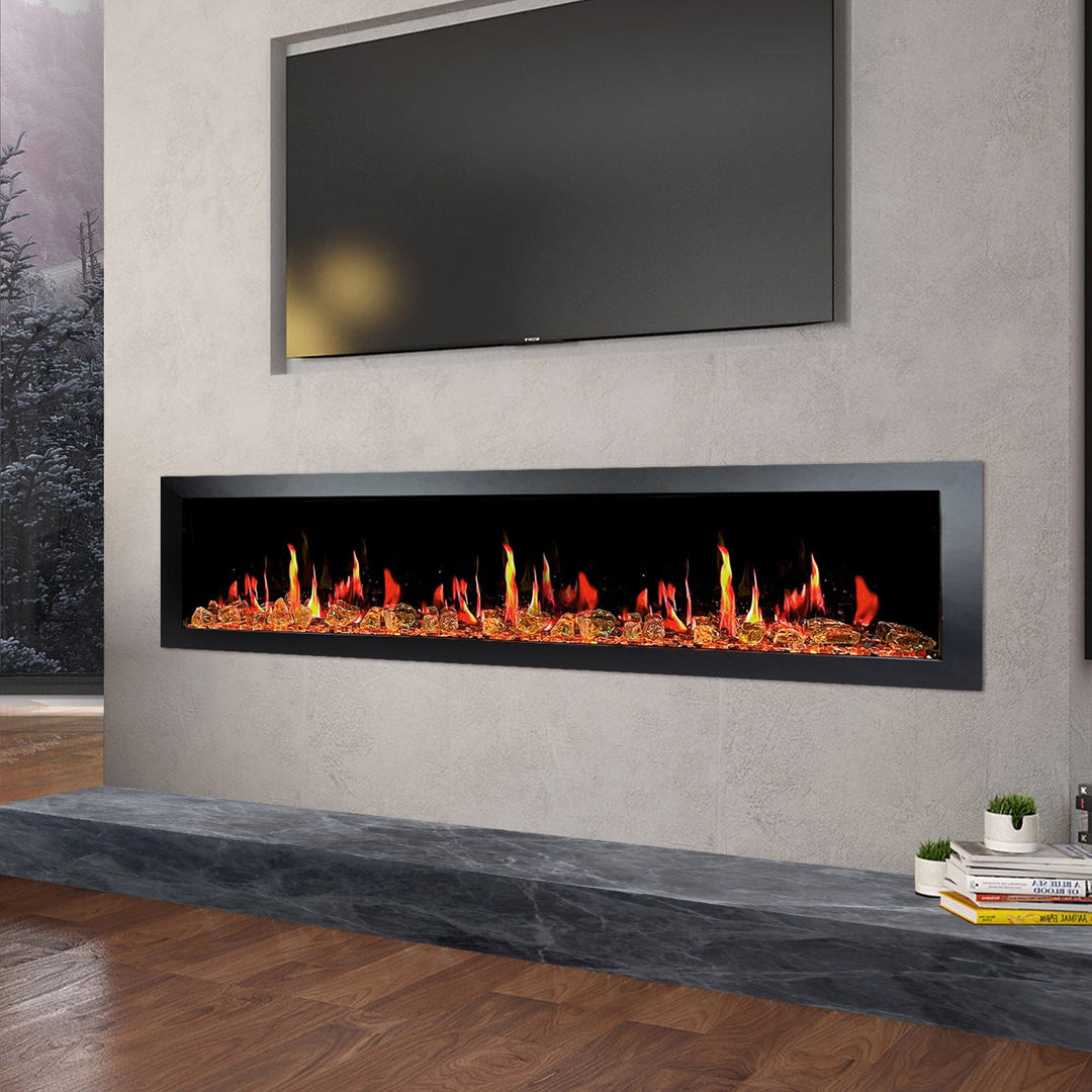 Litedeer Homes Latitude II 78-inch Seamless Push-in Electric Fireplace with Reflective Fire Glass ZEF78VA
