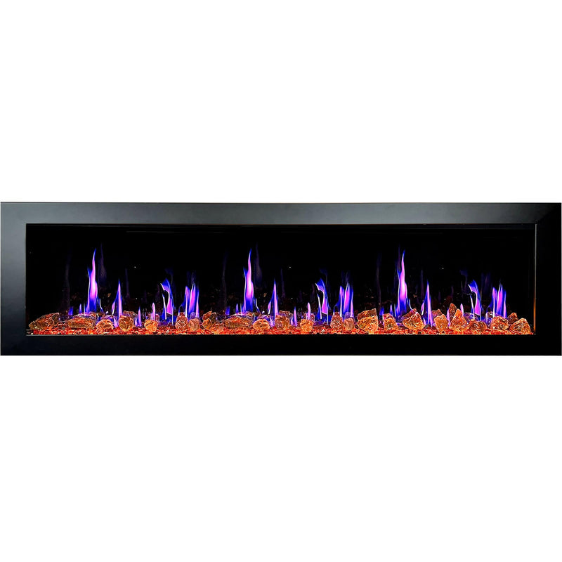 Litedeer Homes Latitude II 78-inch Seamless Push-in Electric Fireplace with Reflective Fire Glass ZEF78VA