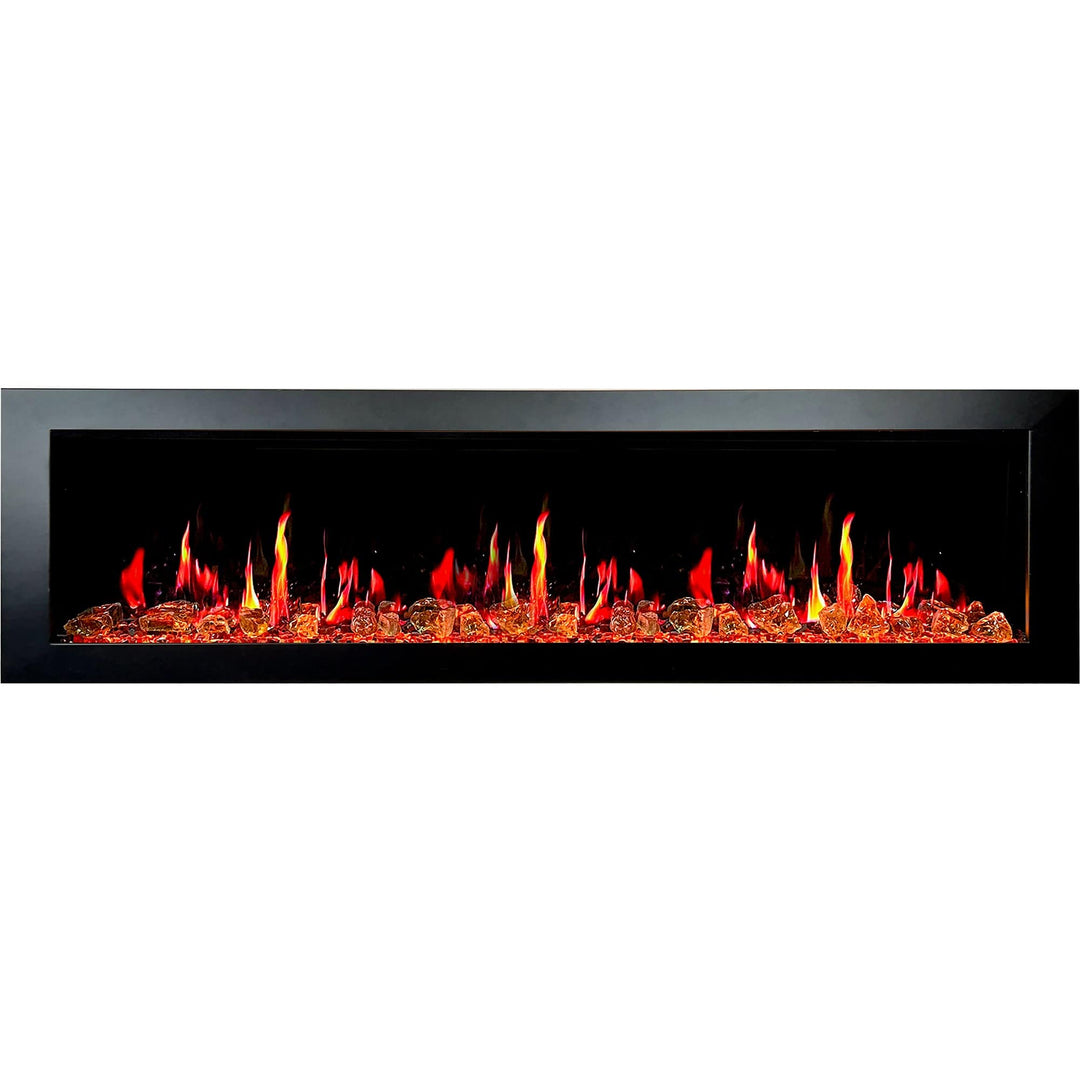 Litedeer Homes Latitude II 78-inch Seamless Push-in Electric Fireplace with Reflective Fire Glass ZEF78VA
