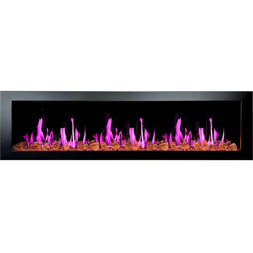 Litedeer Homes Latitude II 78-inch Seamless Push-in Electric Fireplace with Reflective Fire Glass ZEF78VA