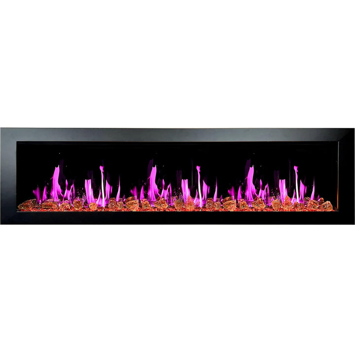 Litedeer Homes Latitude II 78-inch Seamless Push-in Electric Fireplace with Reflective Fire Glass ZEF78VA