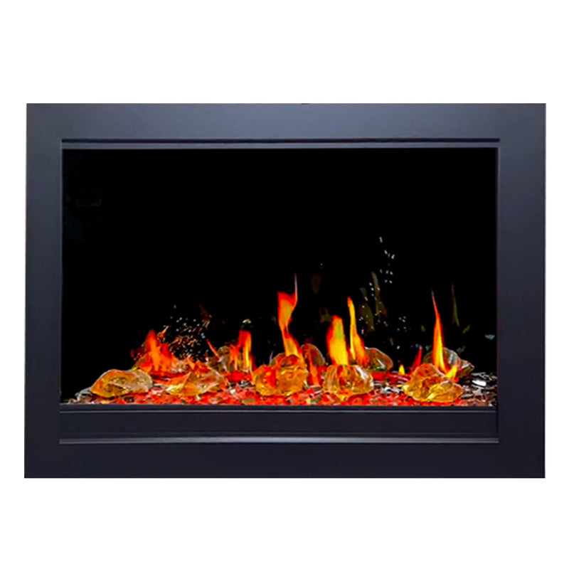 Litedeer Homes LiteStar 33-inch Smart Electric Fireplace Insert with Luster Copper Amber Glass ZEF38VC-33-Amber