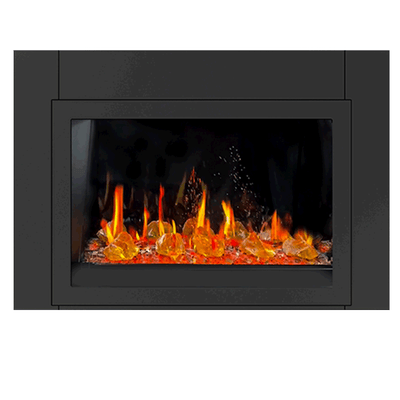 Litedeer Homes LiteStar 38-inch Smart Electric Fireplace Insert with Luster Copper Amber Glass ZEF38VC-Amber