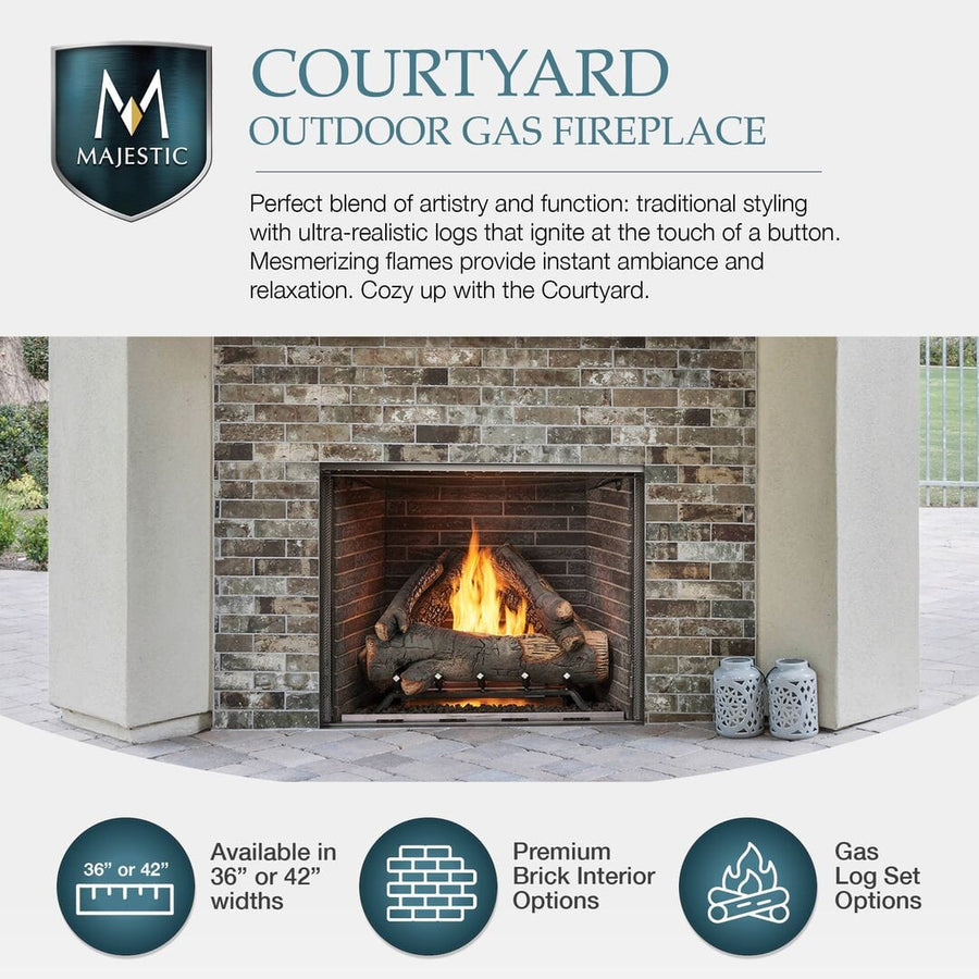 Majestic Courtyard 36" Single-Sided Outdoor Gas Fireplace ODCOUG-36 Fireplaces Flame Authority