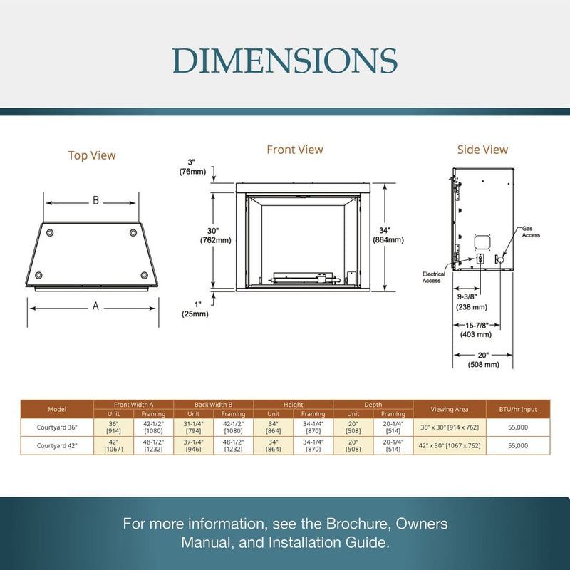 Majestic Courtyard 36" Single-Sided Outdoor Gas Fireplace ODCOUG-36 Fireplaces Flame Authority