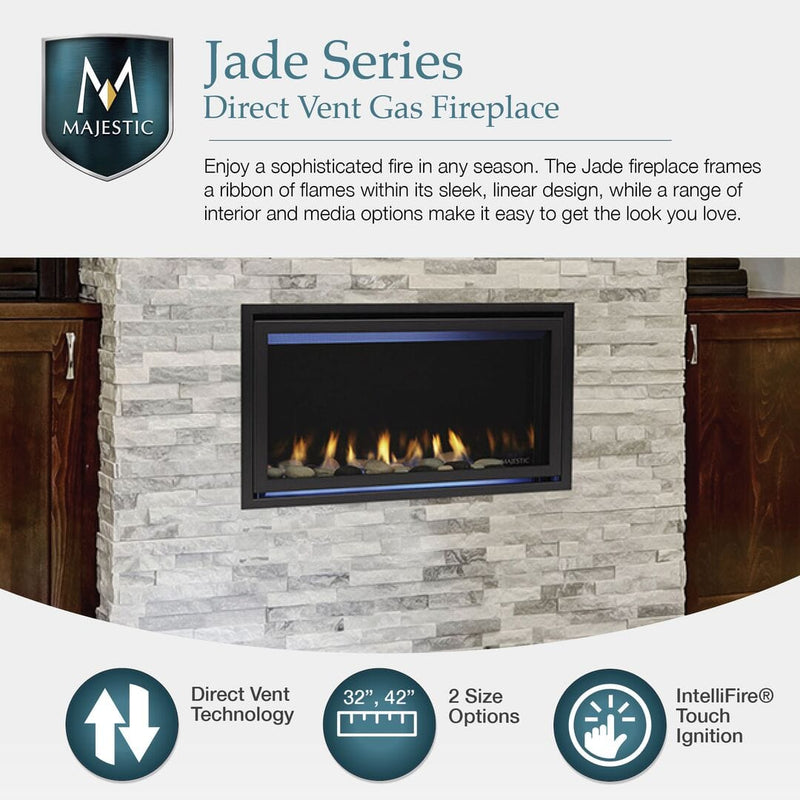 Majestic Jade 42" Direct Vent Gas Fireplace JADE42-B Fireplaces Flame Authority