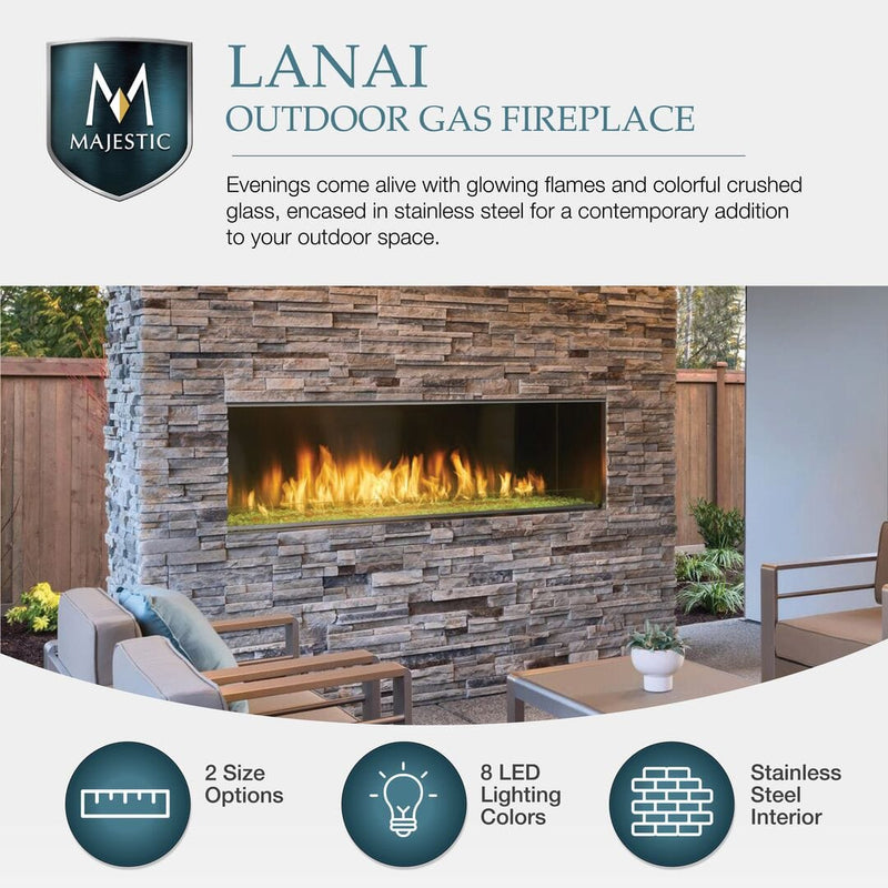 Majestic Lanai 48" Vent-Free Outdoor Gas Fireplace ODLANAIG-48 Fireplaces ODLANAIG-48 Flame Authority