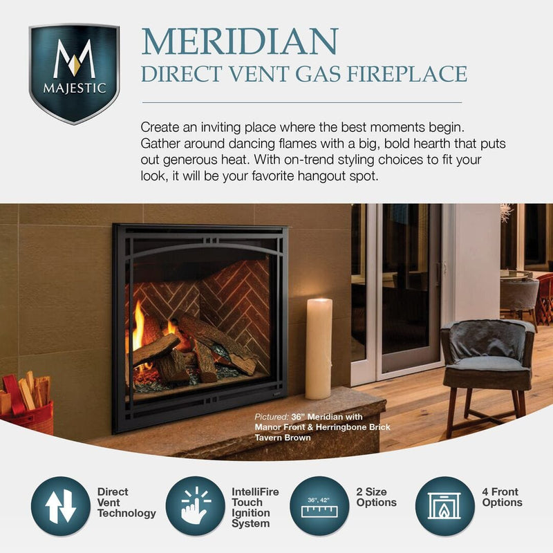 Majestic Meridian 36" Modern Top Direct Vent Gas Fireplace MER36MN Fireplaces MER36MN Flame Authority