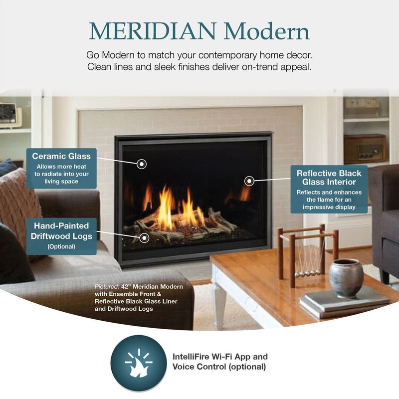 Majestic Meridian 36" top/rear direct vent fireplace with Intellifire Touch ignition MER36 Fireplaces Flame Authority