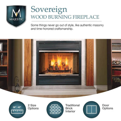 Majestic Sovereign 36" Heat Circulating Wood-Burning Fireplace SA36C Fireplaces SA36C Flame Authority