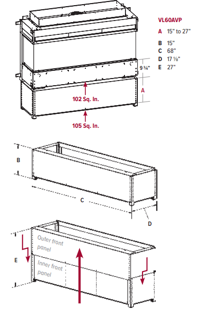 Marquis by Kingsman Vented Adjustable Platform for Fireplace VL60AVP