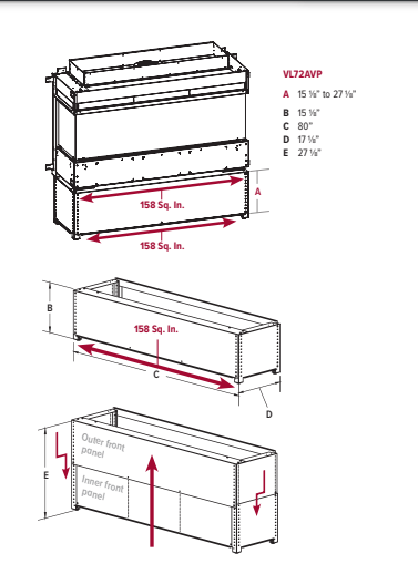 Marquis by Kingsman Vented Adjustable Platform for Fireplace VL72AVP