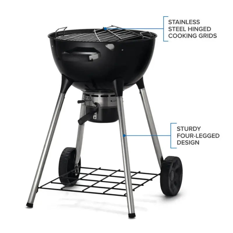 Napoleon NK22K-LEG-3 22-Inch Charcoal Kettle Grill with Hinged Cast Iron Cooking Grid Grills NK22K-LEG-3 Flame Authority