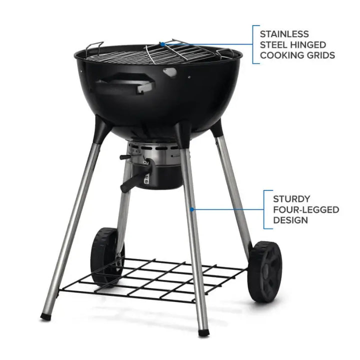 Napoleon NK22K-LEG-3 22-Inch Charcoal Kettle Grill with Hinged Cast Iron Cooking Grid Grills NK22K-LEG-3 Flame Authority