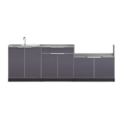 Newage Products Outdoor Kitchen Cabinets Slate Gray Aluminum 4-Piece Set With 40" Insert Grill Cabinet Flame Authority