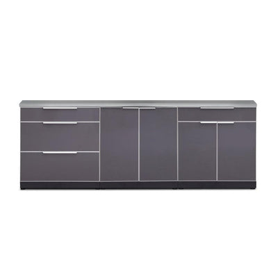 Newage Products Outdoor Kitchen Cabinets Slate Gray Aluminum 4-Piece Set With Bar Cabinet Flame Authority