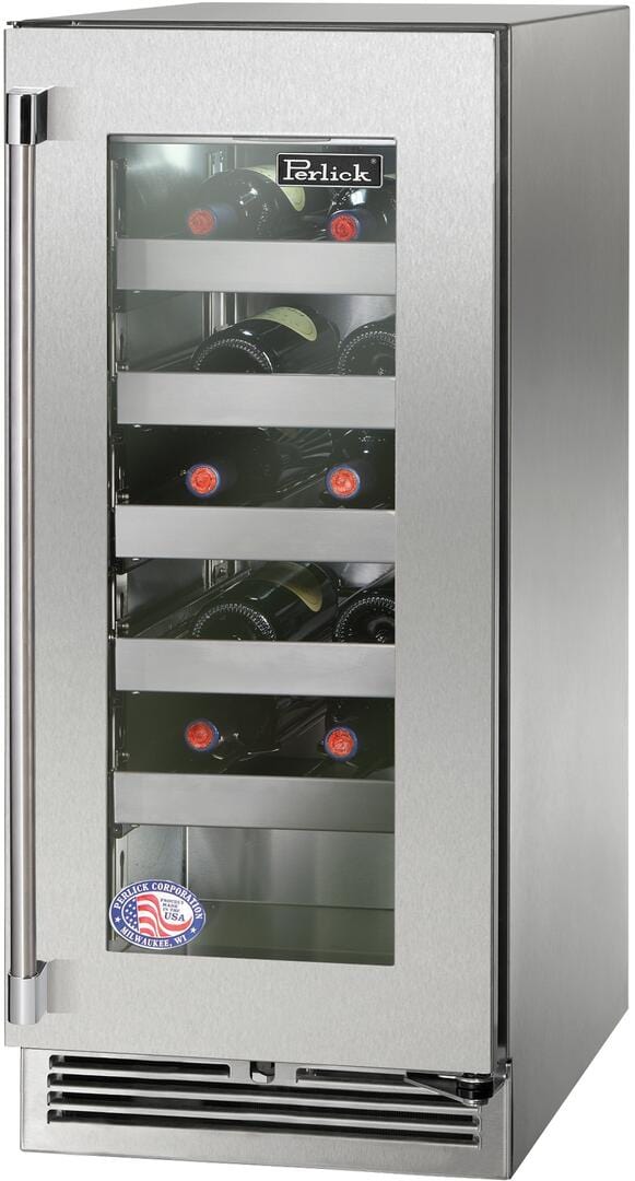 Perlick 15 inch Right Hinge Single Zone Built-In Wine Cooler HP15WM-4-3R Wine Coolers HP15WM-4-3R Flame Authority