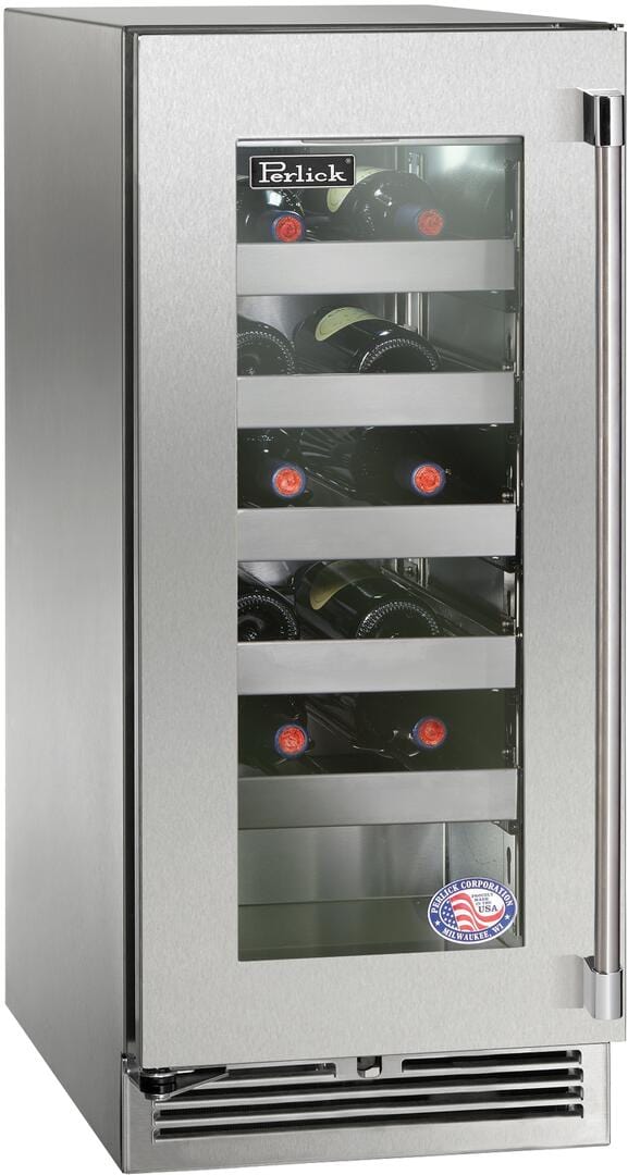 Perlick 15 inch Signature Series 20 Bottle Wine Cooler HP15WM-4-3 Wine Coolers HP15WM-4-3L Flame Authority