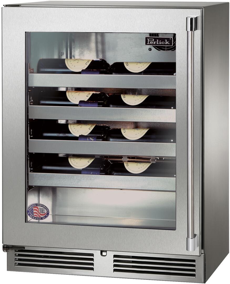 Perlick 24 inch Signature Series 20 Bottle Wine Cooler HH24WO-4-3 Wine Coolers HH24WO-4-3L Flame Authority