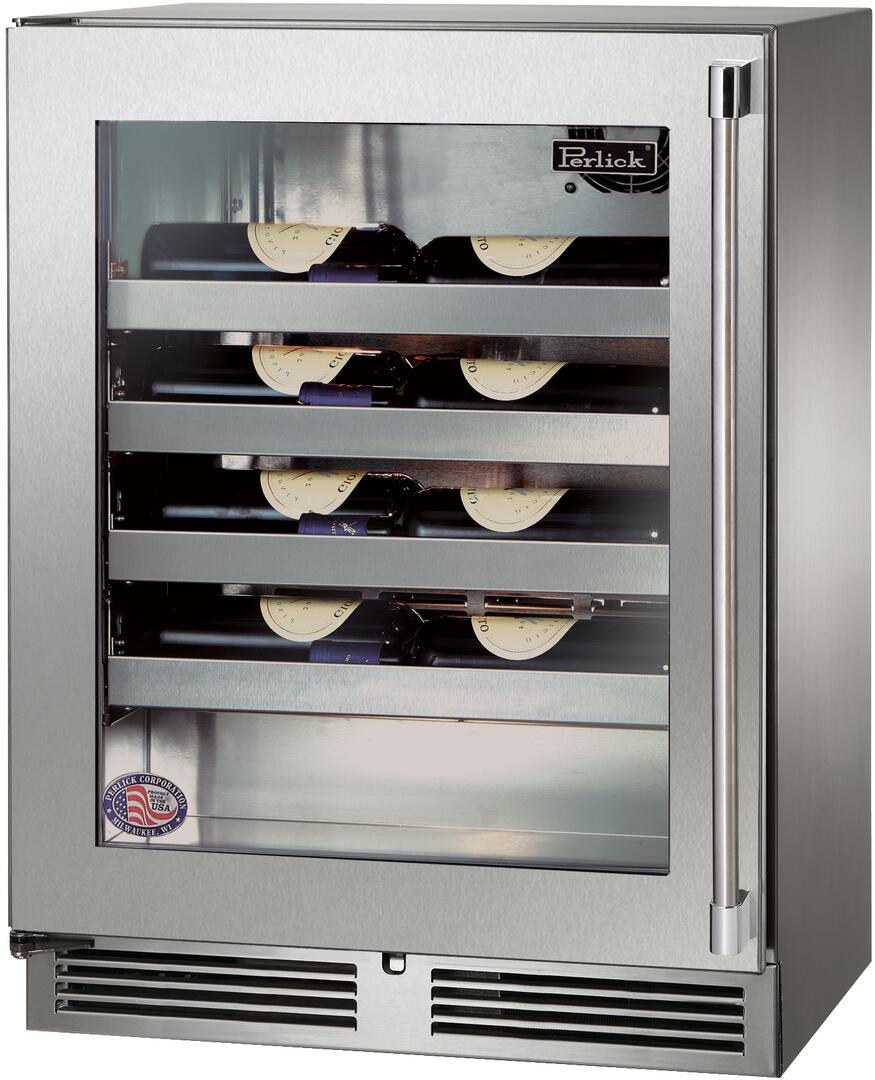 Perlick 24 inch Signature Series 20 Bottle Wine Cooler HH24WS-4-3 Wine Coolers HH24WS-4-3L Flame Authority