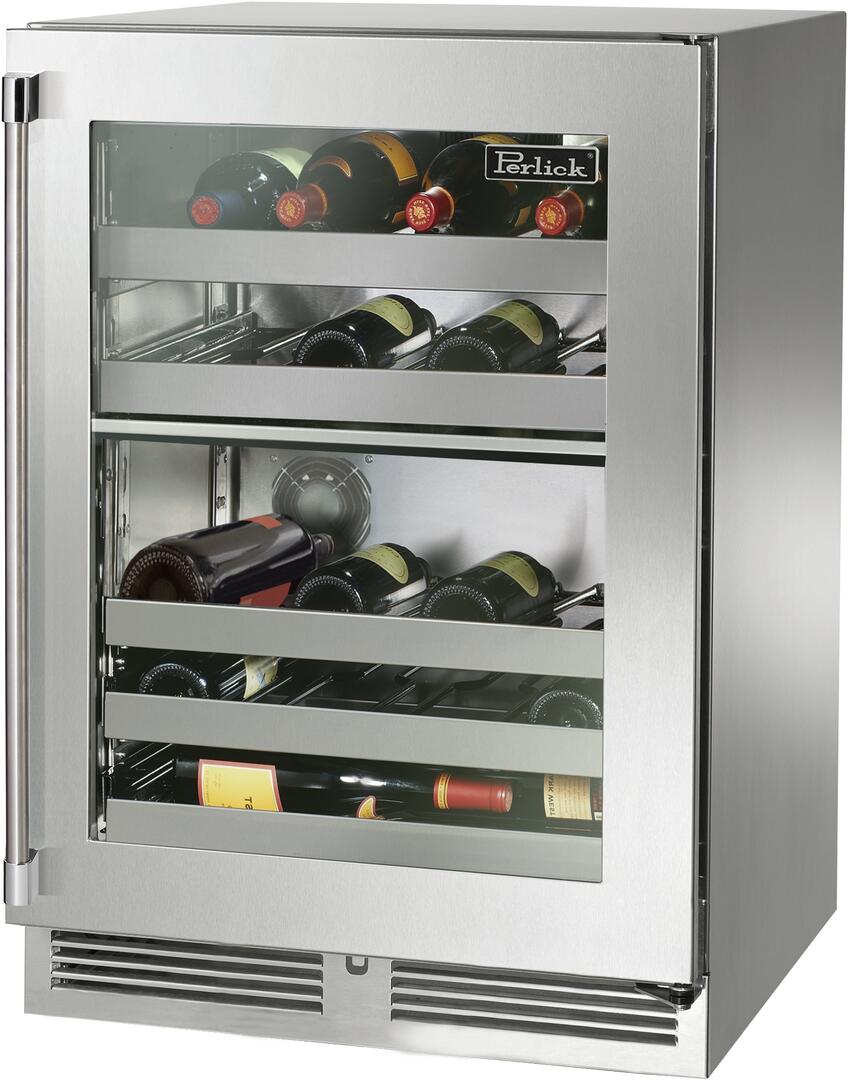 Perlick 24 inch Signature Series 32 Bottle Wine Cooler HP24DO-4-3 Wine Coolers HP24DO-4-3R Flame Authority